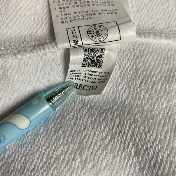 Recto Mens White Embroidered Logo 1/4 Zip Oversized Pullover Sweatshirt Size XS - Picture 6 of 7